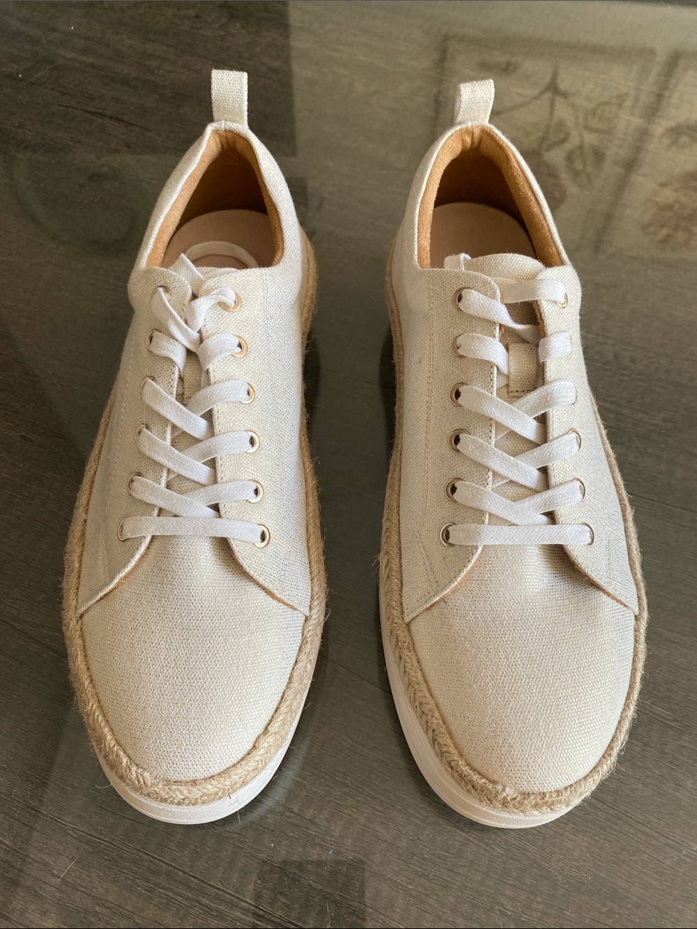 Jack Rogers Women's Canvas Espadrille Sneakers in Natural Beige